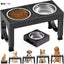 Elevated Dog Bowls Large Breed Raised Dogs Bowl Stand Large/Medium Sized Dog Stainless Steel Food Water Bowl Stands 5 Heights Adjustable 9/11/12/14In Black Pet Feeder Dish Station