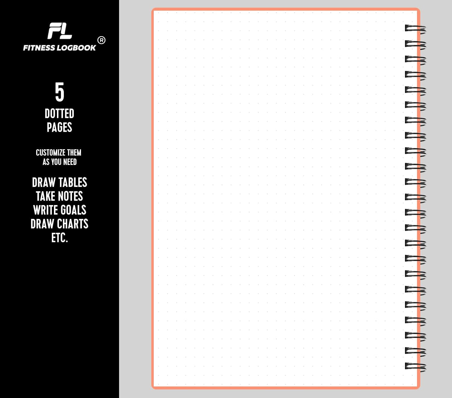 (Peach) - A5 Undated Workout Journal for Men & Women - Plastic Cover & Thick Paper - Planner Log Book to Track Weight Loss, Muscle Gain, Gym Exercise, Bodybuilding Progress