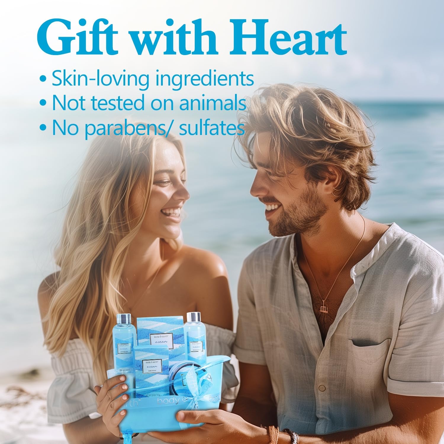 Bath and Body Gift Set for Women,  Ocean Gift Basket, 7 Pcs Bath Sets for Women Gift with Bubble Bath, Body Lotion, Scented Candle, Spa Kit for Her, Mother'S Day Gifts for Mom