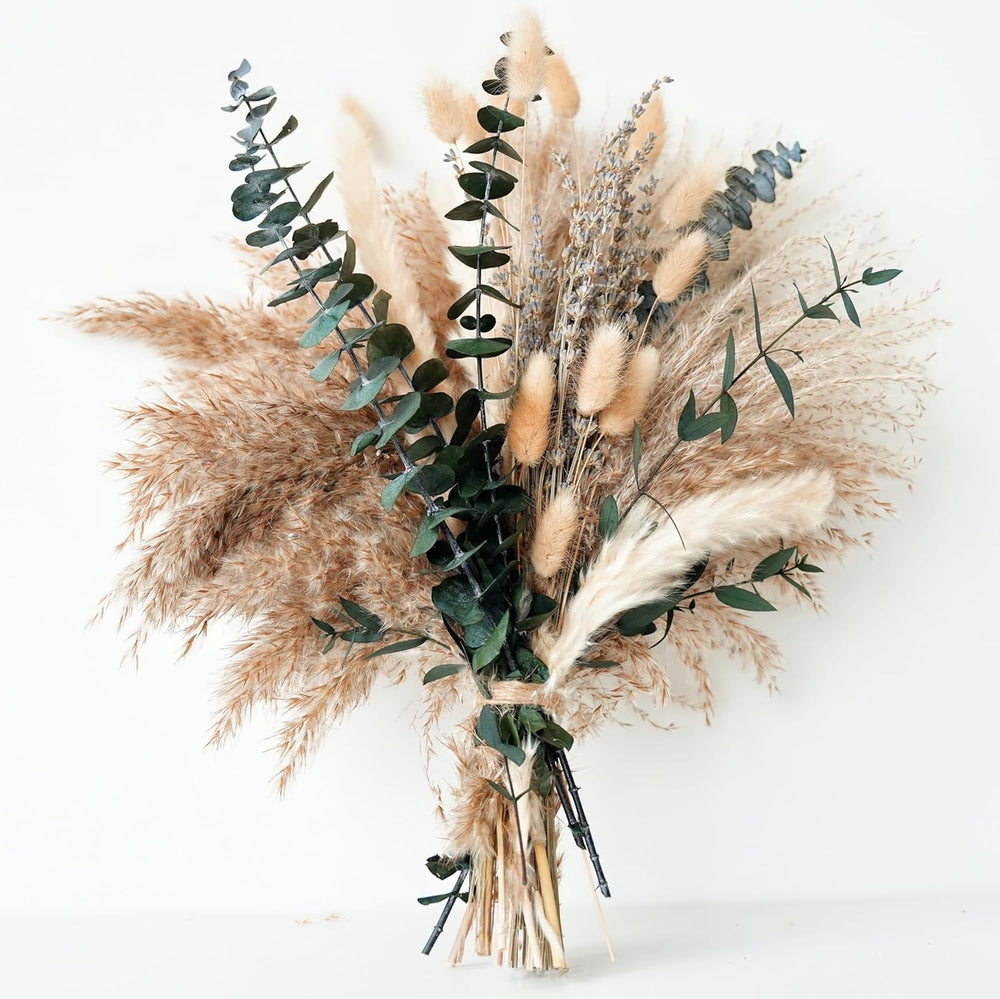 Green Pampas Grass Boho Bouquet â€“ Exquisite Lavender and Eucalyptus Dried Flower Arrangements for Western Boho Decor â€“ Rustic Flowers for Your Bohemian Home, Bedroom, and Wedding Table DÃ©cor