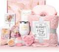 Mothers Day Birthday Gifts for Women Self Care Get Well Soon Gifts, Rose Relaxing Spa Gift Basket Thinking of You Care Package with Flannel Blanket, Unique Gift for Her Mom Wife Grandma Friend Sister