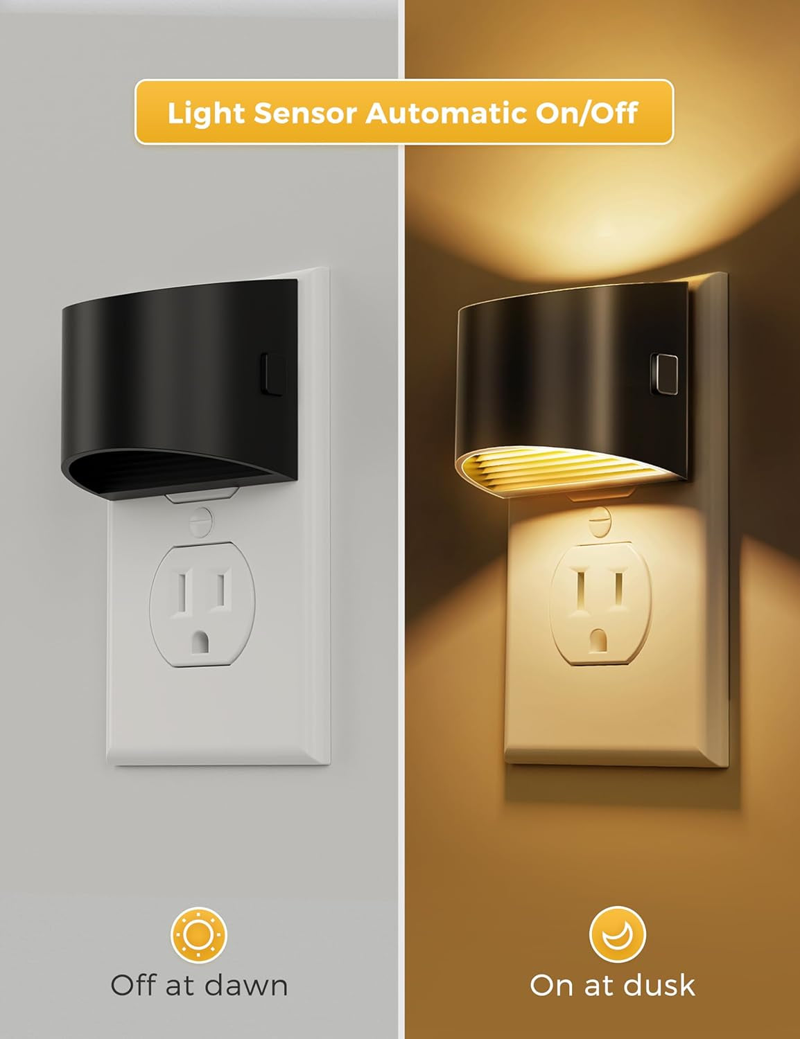 Night Lights Plug into Wall 2 Pack, Dusk to Dawn Sensor Nightlight, Brightness Adjustable, 3000K Soft White