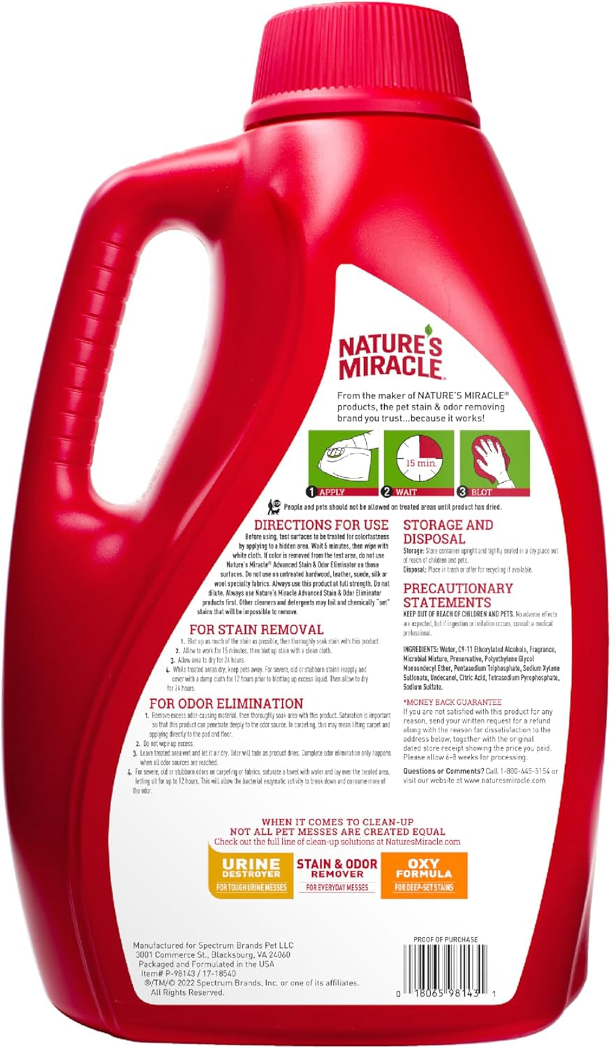 Natureâ€™S Miracle Advanced Stain and Odor Eliminator for Dogs, 1 Gallon, Fresh Scent, Severe Mess Enzymatic Formula for Tough Pet Messes
