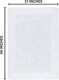Reversible White Cotton Bath Mat Rug â€“ 17X24, Water Absorbent, Machine Washable Bathroom Rug Mat for outside Bathtub