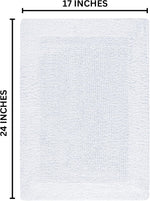 Reversible White Cotton Bath Mat Rug – 17X24, Water Absorbent, Machine Washable Bathroom Rug Mat for outside Bathtub