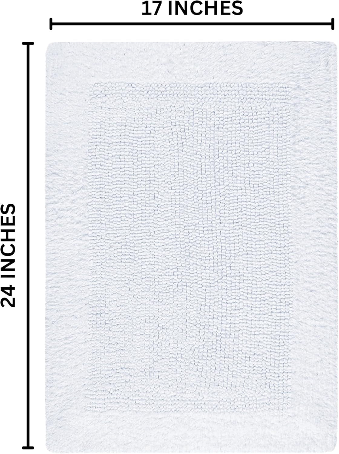 Reversible White Cotton Bath Mat Rug â€“ 17X24, Water Absorbent, Machine Washable Bathroom Rug Mat for outside Bathtub