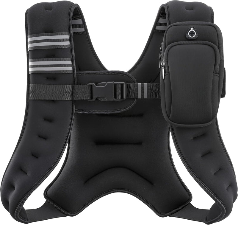 Weighted Vest, 6Lb/8Lb/12Lb/16Lb/20Lb/25Lb/30Lb Weight Vest with Reflective Stripe for Workout, Strength Training, Running, Fitness, Muscle Building, Weight Loss, Weightlifting