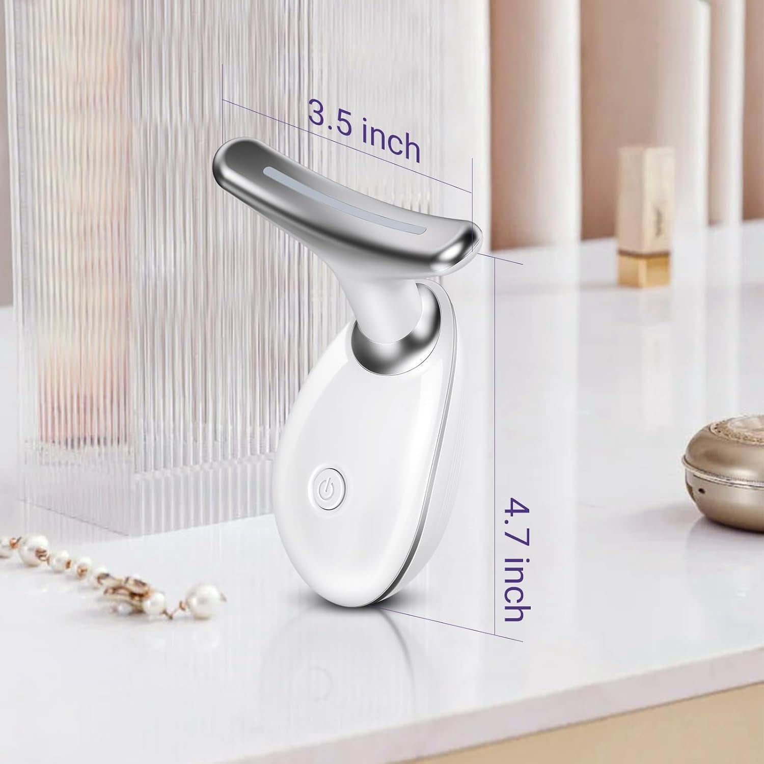 Neck Face Massager, Face Sculpting Tool, 3 Modes and Vibration for Facial Massager for Double - Chin Wrinkle,Daily Home Use, White