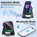 Wireless Induction Speaker 5-In-1 Bluetooth Speaker with Phone Stand,Stereo Sound, 3500Mah Rechargeable, 8 RGB Ambient Light, 360Â° Adjustable Holder for Iphone/Android/Ipad,Gifts for Men Women (Black)