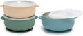 Baby & Toddler Bowls | Stay-Put Suction | Silicone & Stainless Steel with Leakproof Sealed Lids (Set of 3) | Portable Baby Food Bowls
