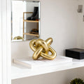 Golden Knot Statue, Three Knot Sculpture Home Decor Accents, Knot Sculptures and Statues for Rustic Coffee Table Living Room Dining Table Entryway Entrance Shelf Small Decorations and Accessories
