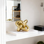 Golden Knot Statue, Three Knot Sculpture Home Decor Accents, Knot Sculptures and Statues for Rustic Coffee Table Living Room Dining Table Entryway Entrance Shelf Small Decorations and Accessories
