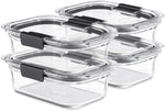 Brilliance Glass Food Storage Containers, 3.2 Cup, Set of 4, Bpa-Free, Leak-Proof, Clear