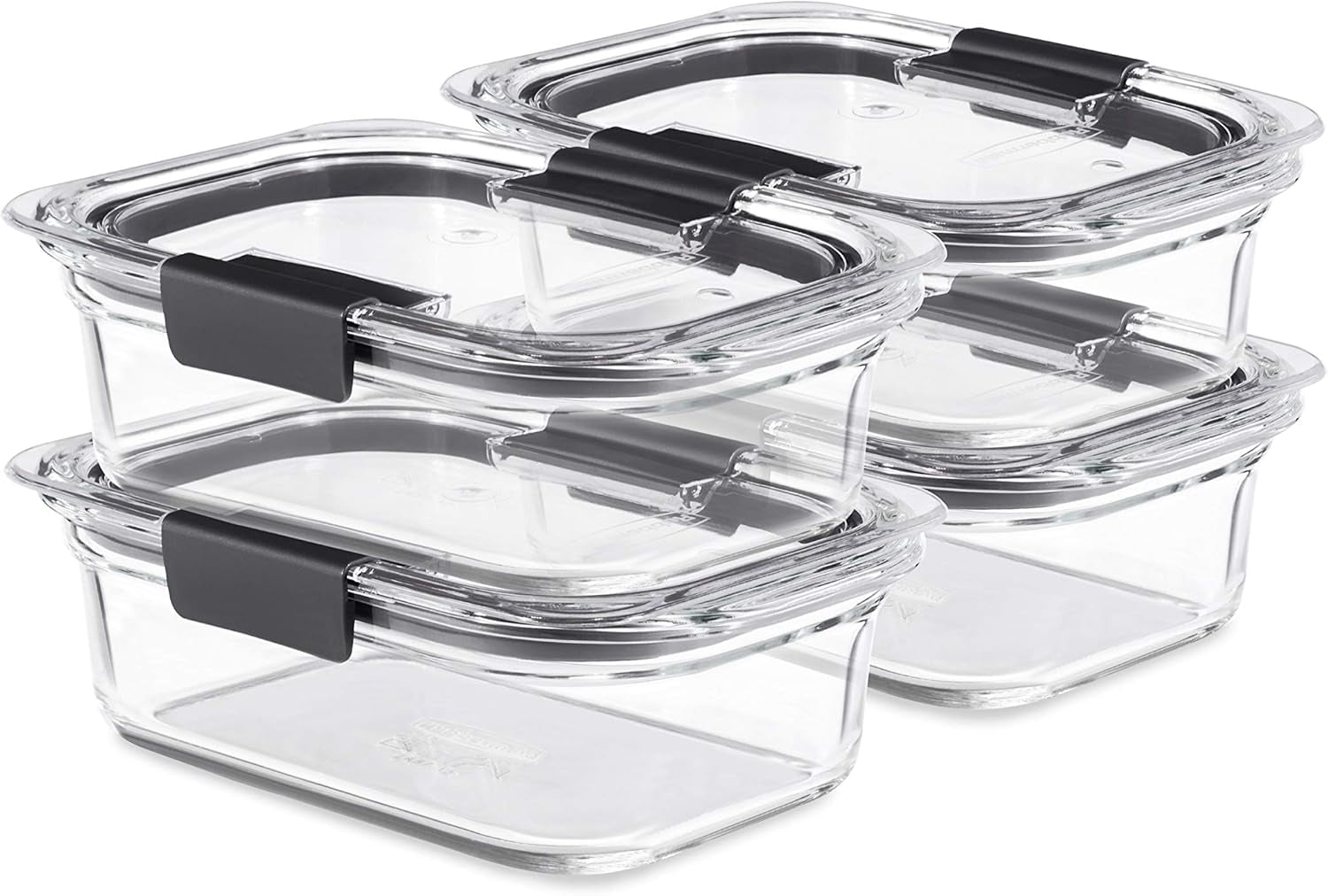 Brilliance Glass Food Storage Containers, 3.2 Cup, Set of 4, Bpa-Free, Leak-Proof, Clear