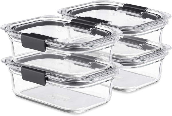 Brilliance Glass Food Storage Containers, 3.2 Cup, Set of 4, Bpa-Free, Leak-Proof, Clear