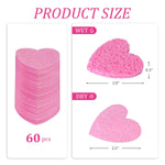 50-Count  Compressed Cellulose Heart Shape Facial Sponges | Natural Cosmetic Spa Sponges for Facial Cleansing | Exfoliating | Makeup Mask Removal | Reusable | Skin Massage (50 Count (Pink))