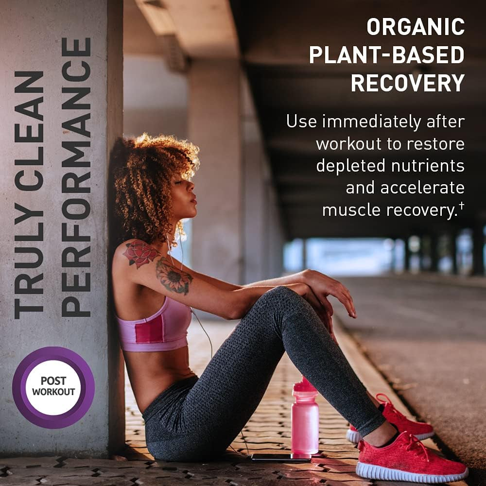 Sport Organic Plant-Based Recovery Powder â€“ Muscle Recovery Supplement for Women & Men with Vitamins and Magnesium, Non-Gmo, Gluten-Free, Blackberry Lemonade Flavor, 30 Servings