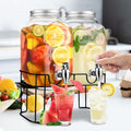 1 Gallon Glass Drink Dispensers for Partiesï¼ŒLemonade Beverage Dispenser with Stand and Spigot for BBQ, Picnic, Party,Laundry Detergent Dispenser