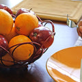 round Fruit Basket, Decorative Kitchen Counter Bowl, 10 3/8-Inch Diameter, Red Color