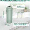 Portable Breast Milk Cooler for Outdoors & Work, 360Â° Total Cooling Keeps Milk Fresh for 24 Hours, 19Oz Large Capacity Travel Breastmilk Chiller with Temp Display & 2Pcs Bottle for Breastmilk Storage