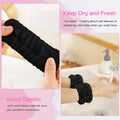 Makeup Headbands, 1Pcs Black Spa Headband Fluffy Bow Tie Headband Microfiber Face, and 2Pcs Wrist Spa Wash Band Absorbent Wristbands, for Washing Face Skin Care