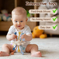 Silicone Baby Sensory Montessori Toys,Silicone Pull String Fidget Toys for Babies 18 Months+, Travel Toy for Plane, Car, and Stroller, Early Educational Fine Motor Skills Toy for Toddlers