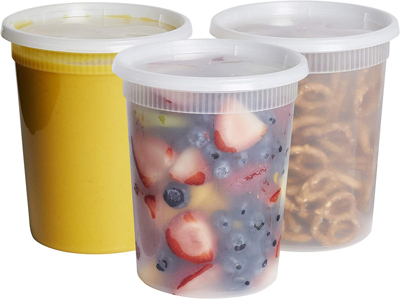[32 Oz. - 24 Count Plastic Deli Containers with Lids - Disposable Food Storage Containers with Airtight Lids, Ideal for Soups, Stews, and Meal Prep