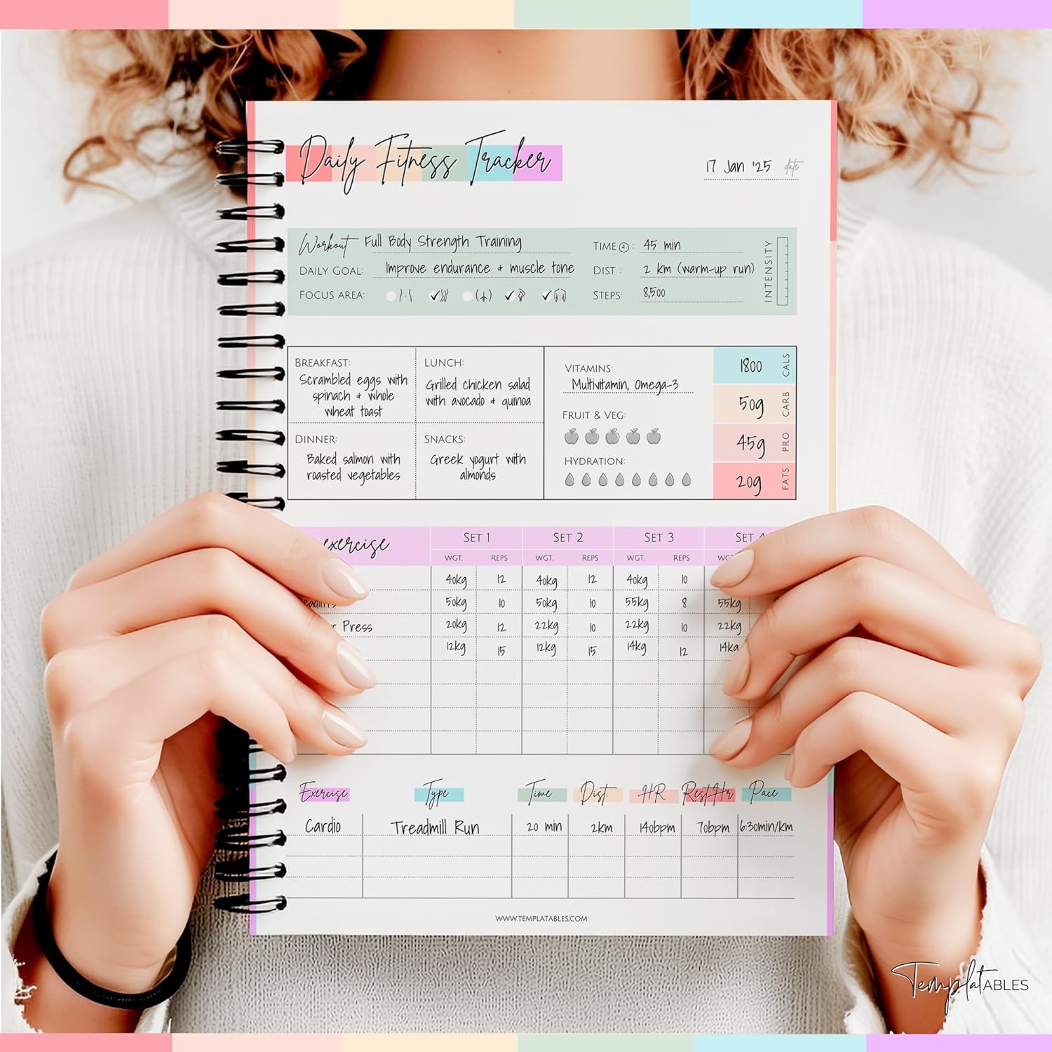 3 Month Fitness & Workout Planner for Women | Gym Journal, Weight Loss Tracker, Meal Planner, Self Care Habit Tracker | Workout & Wellness Journal | A5 (Rainbow)