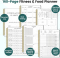 Fitness Journal for Women & Men, Food & Workout Journal Planner Log Book with Measuring Tape, Undated Wellness Planner to Track Weight Loss, Muscle Gain, Home Gym Exercise, Daily Nutrition, 9.5" X 7"