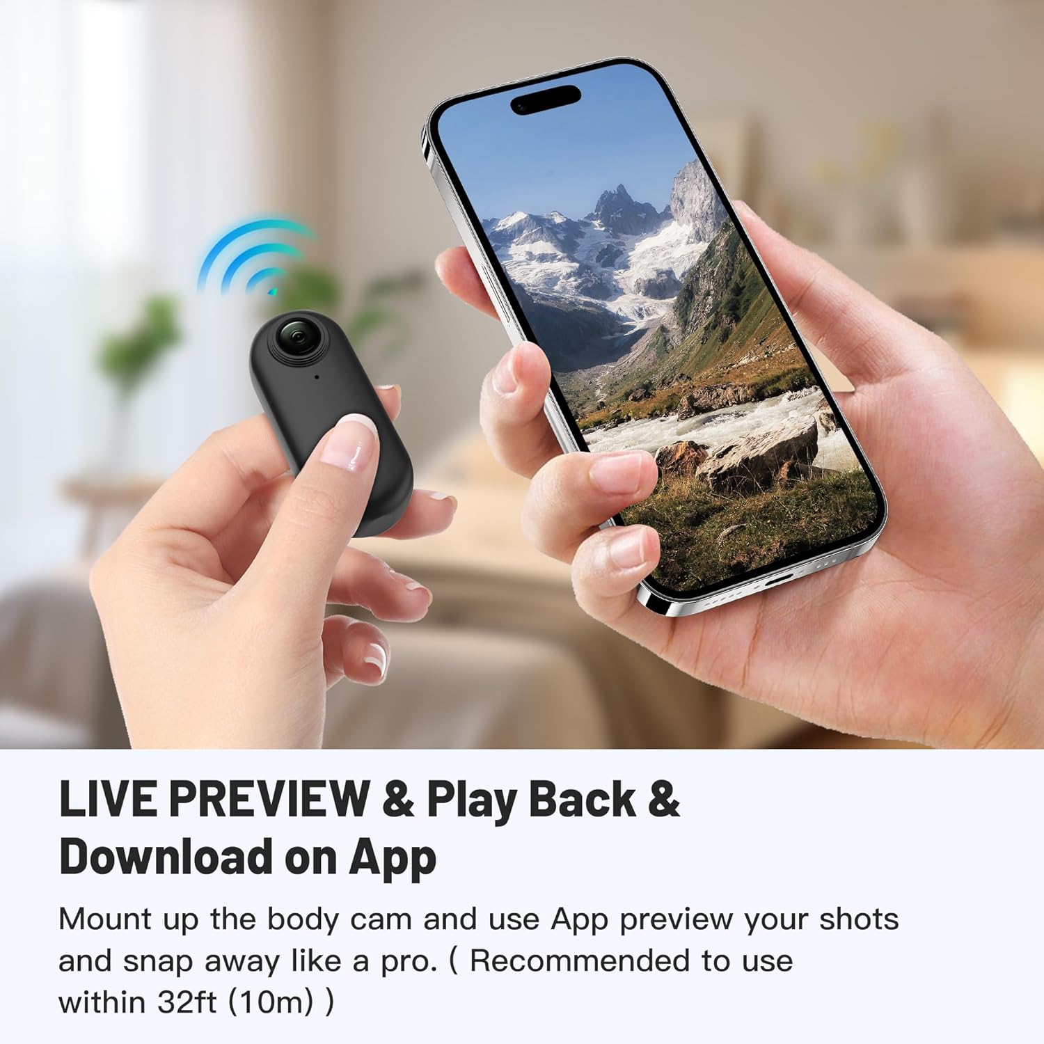 Mini Body Camera, Wearable Action Body Cam, Thumb Size Hands Free Recording Body Worn Camera, Premium Portable Camcorder Mount Anywhere for Pet Walking, Work, Travel (Grey, 32GB)