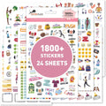 Workout & Fitness Stickers Mega Pack - Set of 24 Sheets 1800+ Health and Wellness Stickers | Tracking Stickers for Sports Planners, Journals & Calendars - Perfect for Weight Loss, Exercise Goals