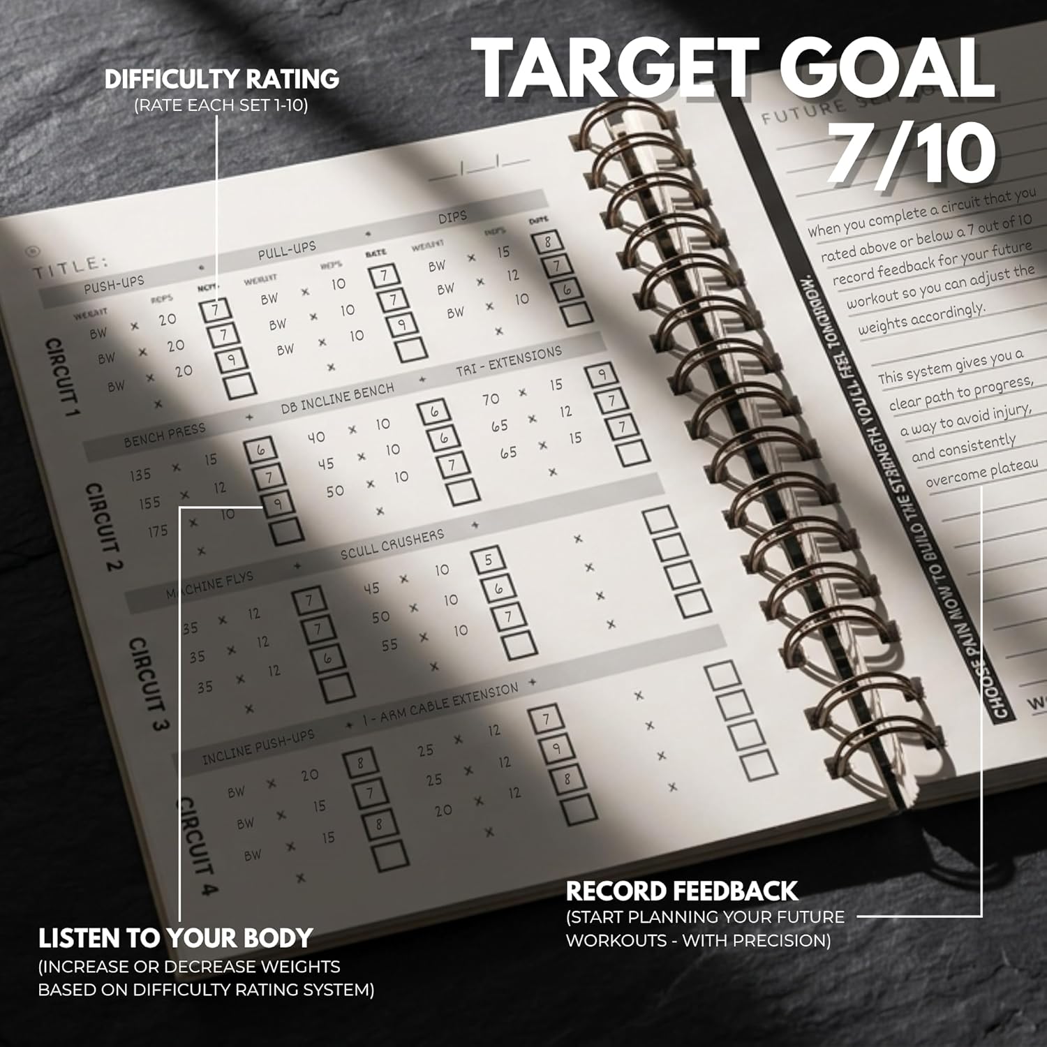 Ultimate Workout Journal - 3 Month Fitness Planner - Premium Hard Cover Workout Logbook - Men & Women Circuit Edition - Superset & Notes Page Side-By-Side