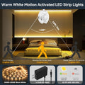 Motion Activated LED Strip Lights for Stairs, under Bed Warm White Night Lighting with Dual Motion Sensors,Dimmable Auto On/Off Indoor LED Light Strip for Hallway Closet Bedroom Cabinet Kitchen 19.7Ft