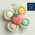 Pop & Whirl – Fidget Spinner Travel & Bath Toy for Babies & Toddlers – Fidget W/Textured Silicone Popper to Develop Fine Motor Skills –Sticks to Highchairs, Tables, Tubs, More (Strawberry)