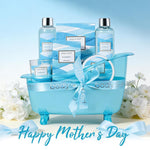 Bath and Body Gift Set for Women,  Ocean Gift Basket, 7 Pcs Bath Sets for Women Gift with Bubble Bath, Body Lotion, Scented Candle, Spa Kit for Her, Mother'S Day Gifts for Mom