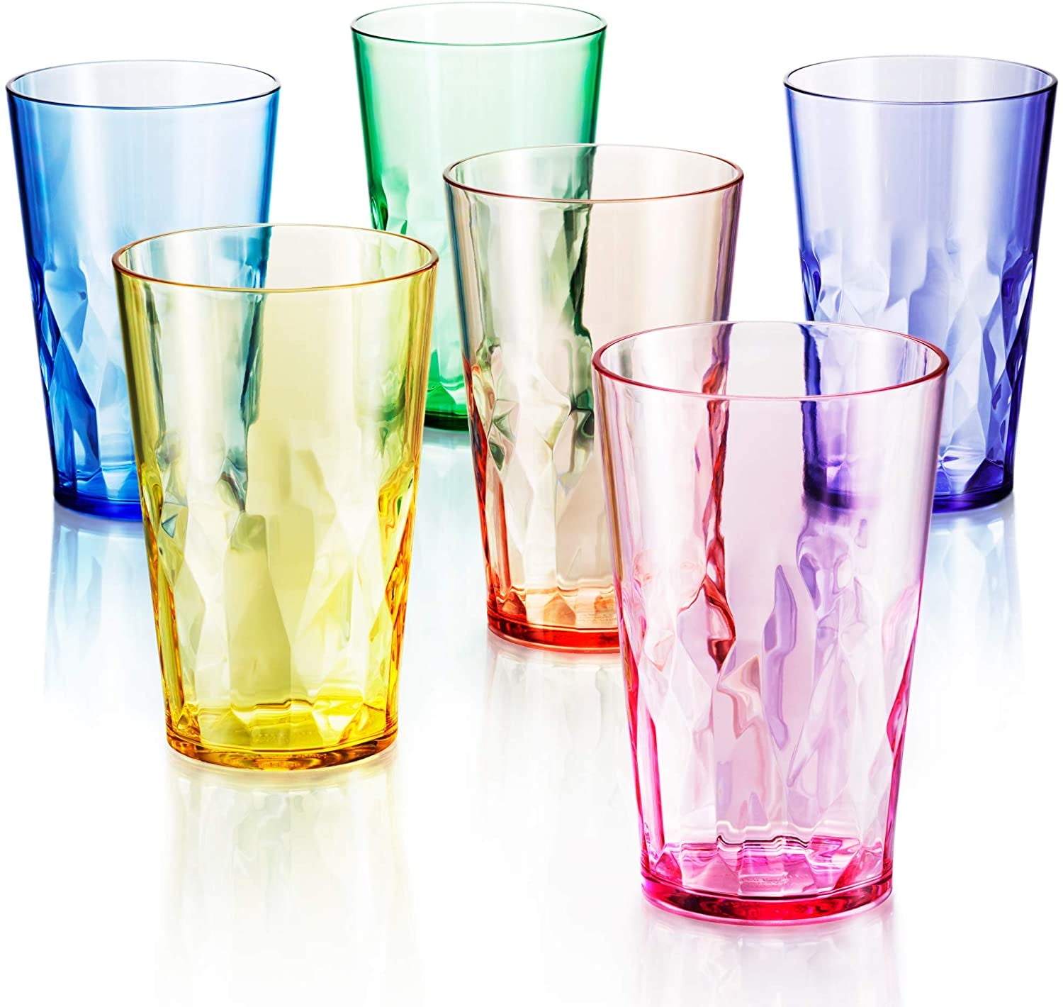 '- 19Oz Unbreakable Premium Drinking Glasses Set of 6 - Super Grade Acrylic Plastic - Perfect for Gifts - Dishwasher Safe - Stackable - Drinkware Cups Reusable Water Tumbler