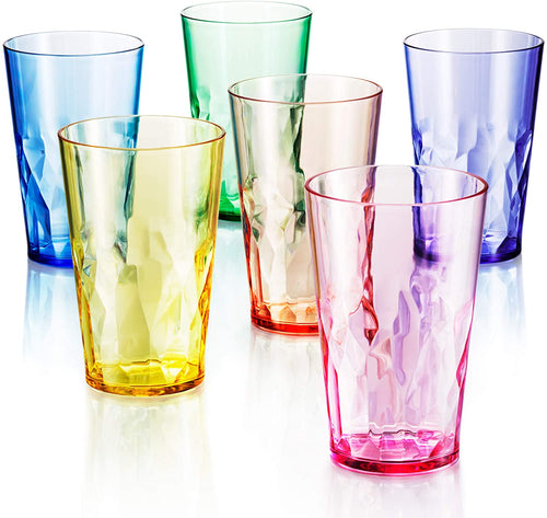 - 19Oz Unbreakable Premium Drinking Glasses Set of 6 - Super Grade Acrylic Plastic - Perfect for Gifts - Dishwasher Safe - Stackable - Drinkware Cups Reusable Water Tumbler