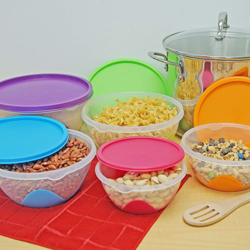 5-Piece Plastic Food Storage Containers with Lids – Airtight, Bpa-Free, Stackable Silicone Containers in Multiple Sizes and Colors, Easy to Clean