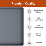 Extra Thick Silicone Mat Waterproof with Raised Edge 19” X 12”, BPA Free Non-Slip Dog & Cat Food Mat, Feeding Mat for Food and Water Bowls, Spill Proof Mat to Protect Floors, Gray
