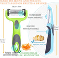 Potato Apple Vegetable Peelers for Kitchen, I and Y Peelers for Fruit Veggie Potatoes Carrot Cucumber, 3 in 1 Blade Spin Design with Julienne Function