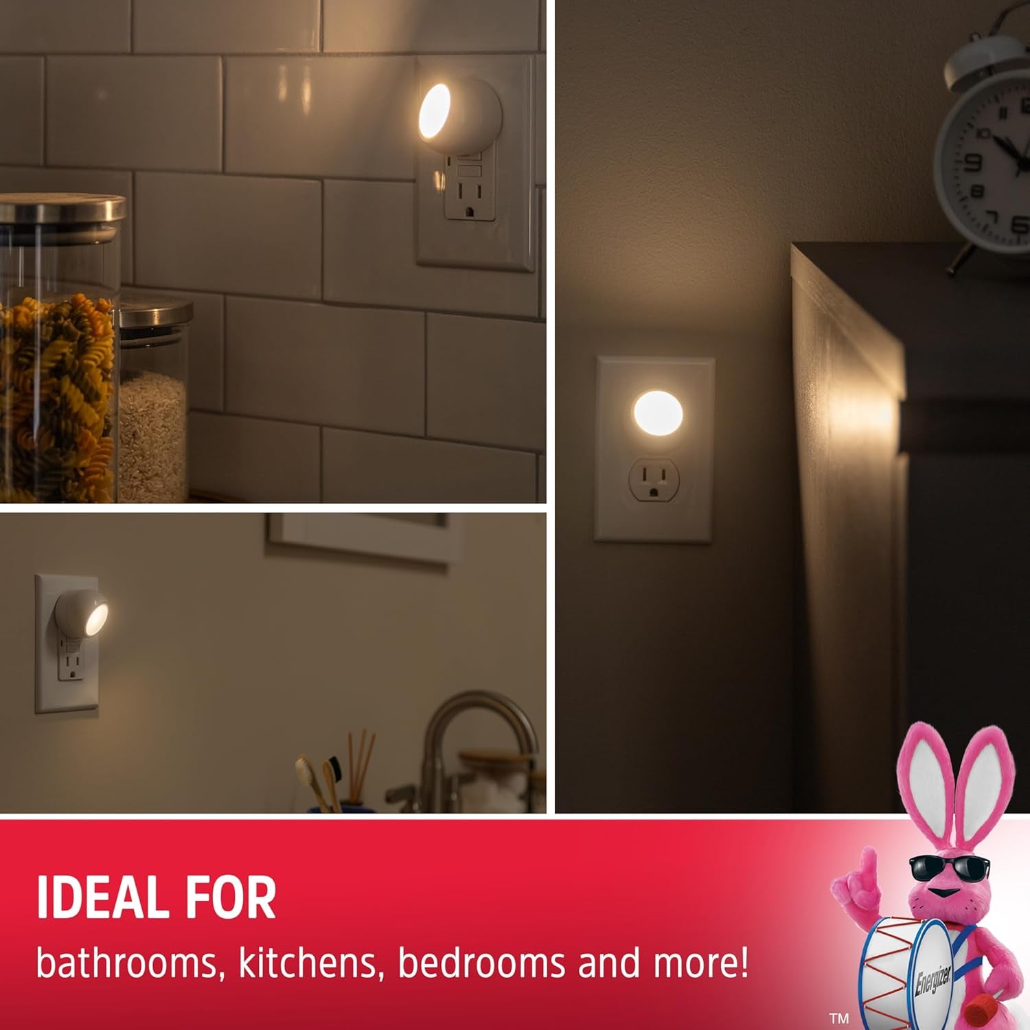 LED Rotating Night Lights Plug into Wall Dusk to Dawn Sensor Home Decor Apartment Essentials Ambient Lighting Nightlight 40293 2 Pack