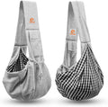 Small Dog Cat Sling Carrier Puppy Purse Travel Wrap Soft Crossbody Pet Bag (Gray, M - Classic Pocket & Classic Strap)