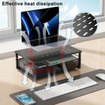Computer Monitor Stand Riser, Desk Organizers and Accessories with Drawer, Office Desk Accessories & Workspace Desktop Organizers Storage for Printer Stand (Black)