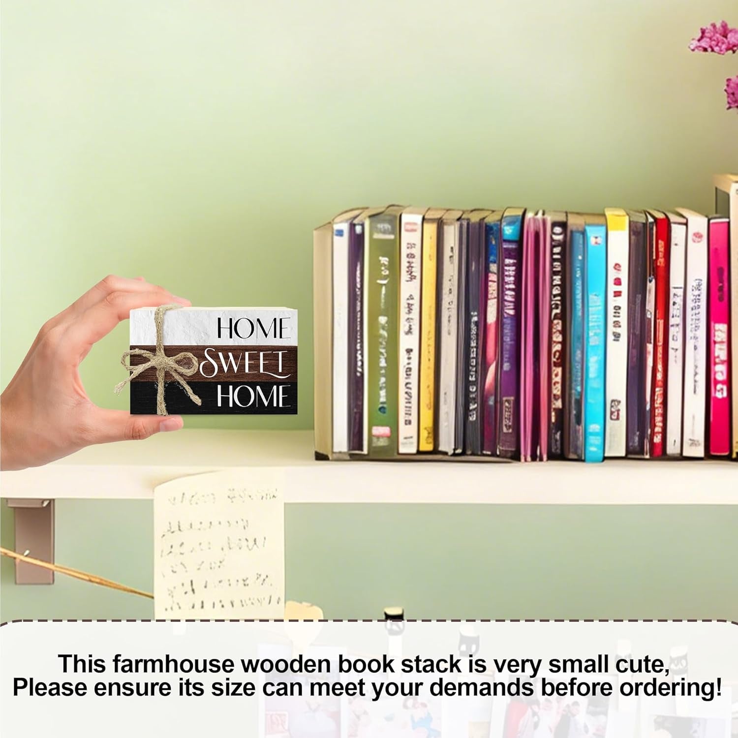 Mini Decorative Books for Home Decor, Rustic Wood Stack for Table, Home Sweet Decor Books for Living Room Shelf, Farmhouse Stacked Book Gift (L10)