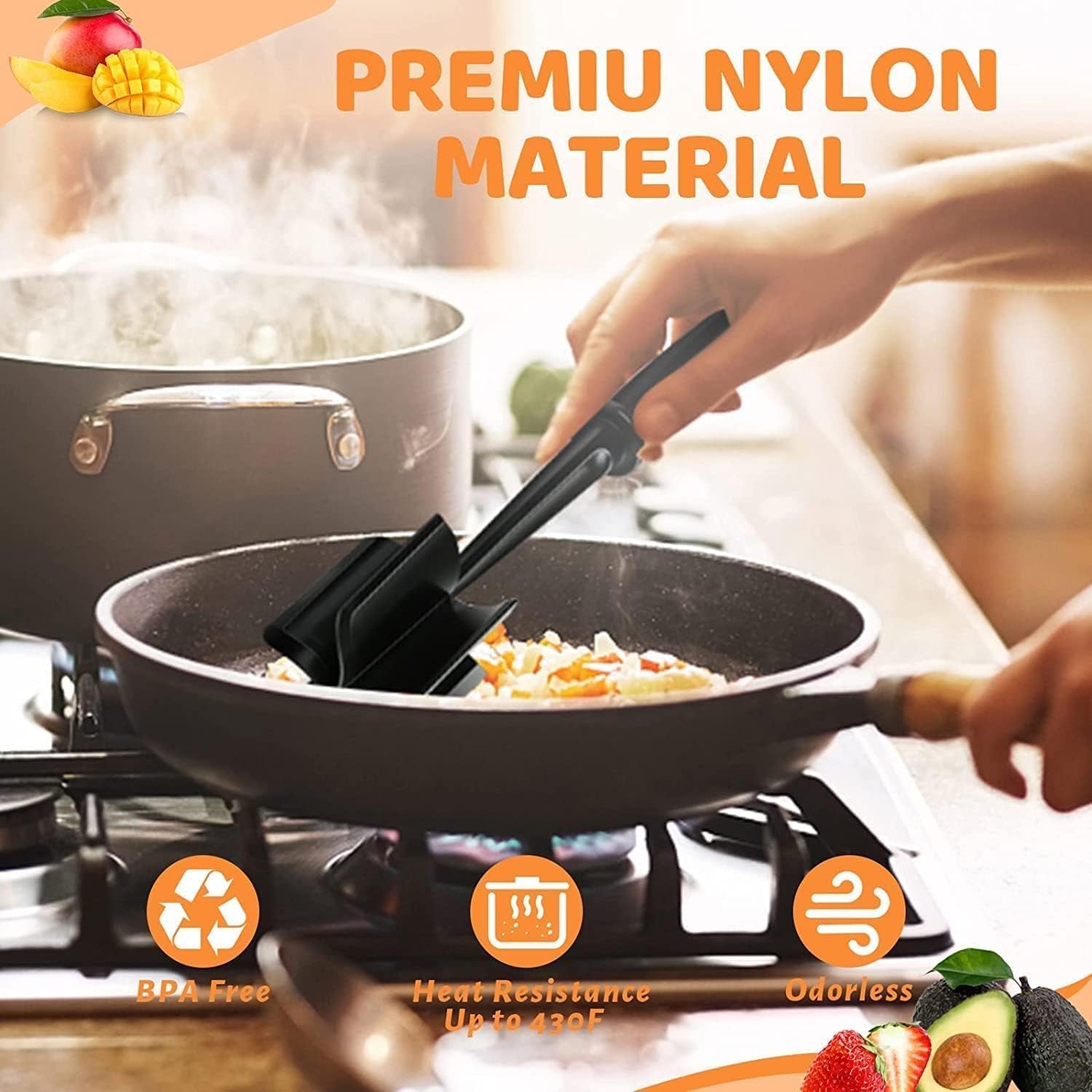 Meat Chopper, Hamburger Chopper, Potato Masher-Professional Multifunctional Heat Resistant Nylon Ground Beef Smasher Kitchen Tools and Gadgets, â€‹Safe for Non-Stick Cookware