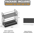 Pull Out Spice Rack Organizer for Cabinet, Heavy Duty Slide Out Seasoning Kitchen Organizer, Cabinet Organizer, with Labels, 5.2" W X10.75 D X10 H, 2 Drawers 2-Tier
