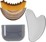 Stainless Steel Gua Sha Tool & Lymphatic Drainage Face Brush Set,  Facial Massage Kit for Jawline Sculpting Puffiness Lifting Relaxation, Contour Face Brush with Storage Case
