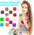 6Pack 6Oz Stainless Steel Snack Containers for Kids, Easy Open Leak Proof Metal Toddler Snack Containers with Silicone Lids, Stackable Metal Toddler Lunch Box for Daycare, School and Travel