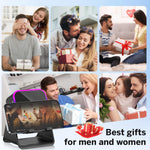 Wireless Induction Speaker 5-In-1 Bluetooth Speaker with Phone Stand,Stereo Sound, 3500Mah Rechargeable, 8 RGB Ambient Light, 360° Adjustable Holder for Iphone/Android/Ipad,Gifts for Men Women (Black)