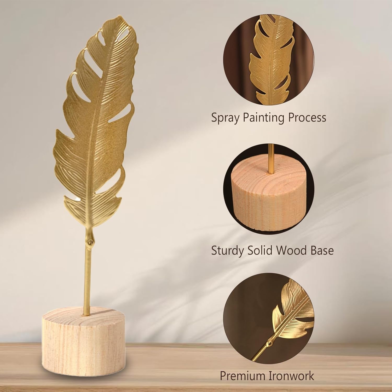 Two-Piece Luxury Nordic Metal Leaf Sculptures â€“ Elegant Gold Ginkgo & Palm Leaf Art DÃ©cor, Modern Minimalist Metal Craft for Living Room, Entryway, Wine Cabinet, Home & Office Decoration
